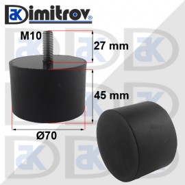 Антивибрационен тампон М10 х Ø70 х 45 mm